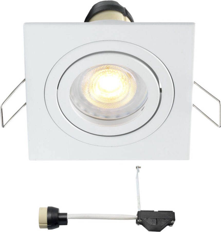 Hamulight Coblux LED inbouwspot wit 4W vierkant dimbaar kantelbaar 230V IP20 downlights plafondspots spotjes inbouwspots woonkamer spotlight GU10 fitting warmwit