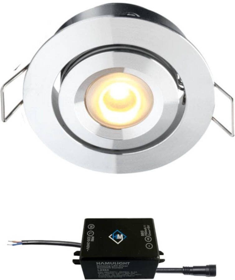 Hamulight Cree LED inbouwspot Toledo in 3W rond dimbaar kantelbaar 230V IP44 downlights plafondspots spotjes inbouwspots badkamer woonkamer keuken spotlight warmwit