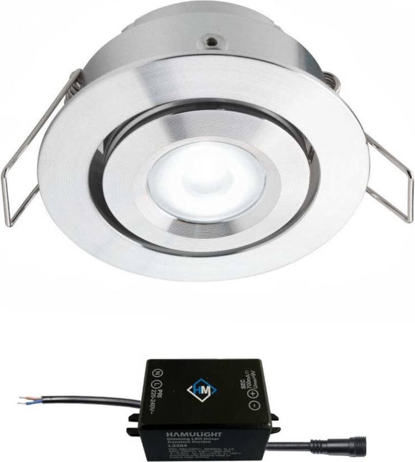Hamulight Cree LED inbouwspot Toledo in 3W rond dimbaar kantelbaar 230V IP44 downlights plafondspots spotjes inbouwspots badkamer woonkamer keuken spotlight wit licht