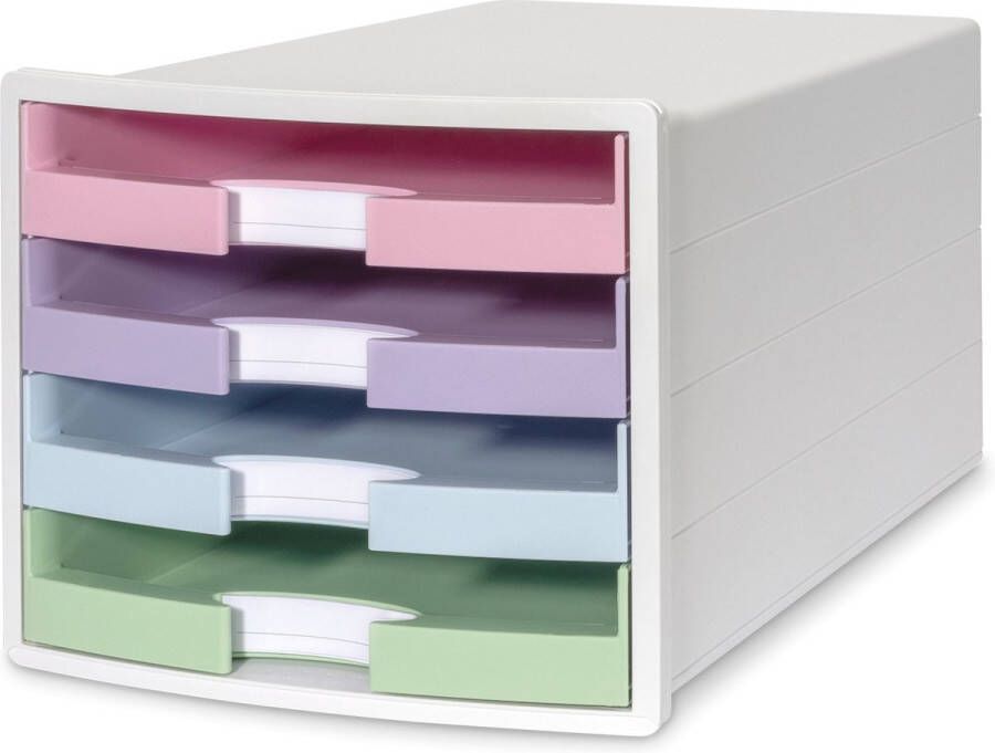 Han ladekast Impuls met 4 open laden wit pastel HA-1013-129