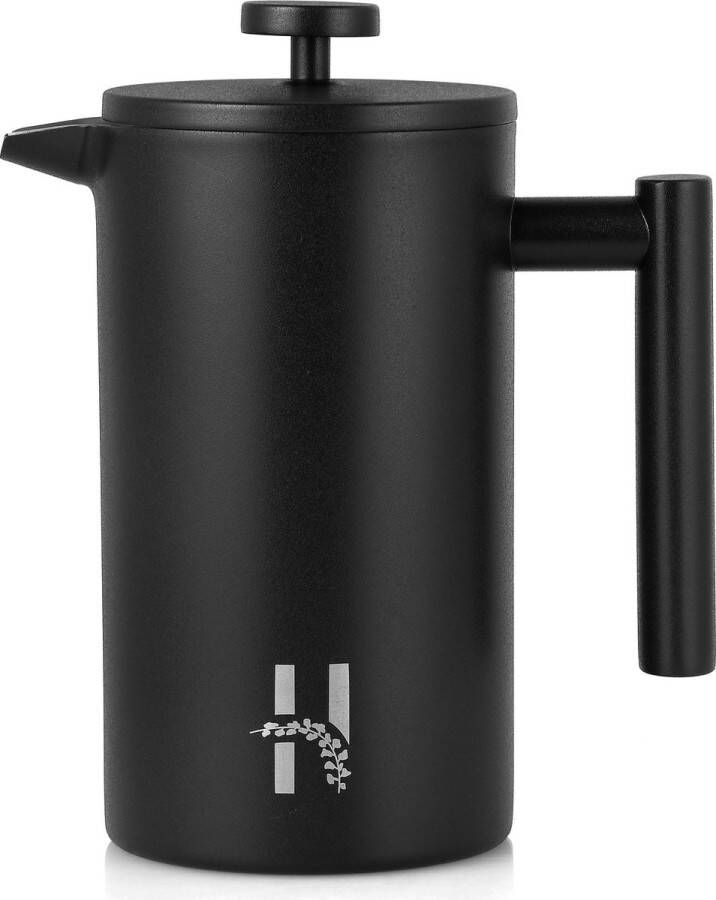 Hanamura Cafetiere French press Dubbelwandig 0 8L Zwart