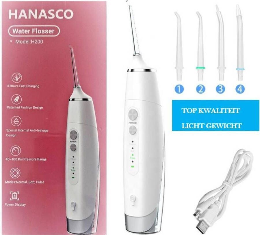 Hanasco H200 VITAAL MR- Waterflosser Monddouche Licht gewicht -H200 Wit