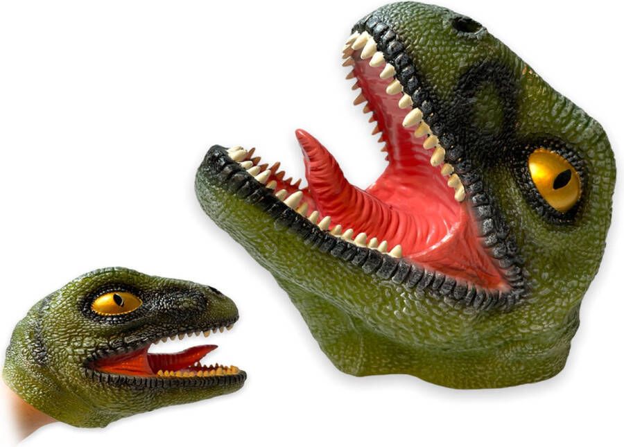 Hand puppet Tyrannosaurus speelgoed handpop rubber Realistic dinosaurus speelgoed puppet groen