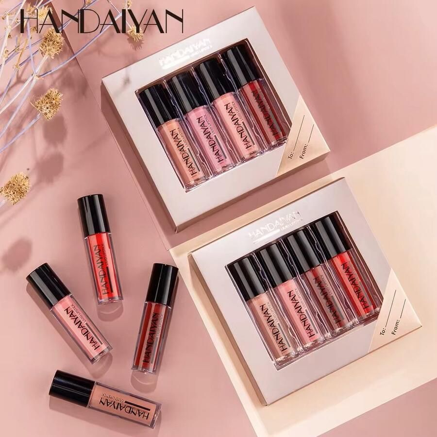 Handaiyan Lippenstift Lipgloss set van 4 set Vloeibare lipgloss Geschenkset