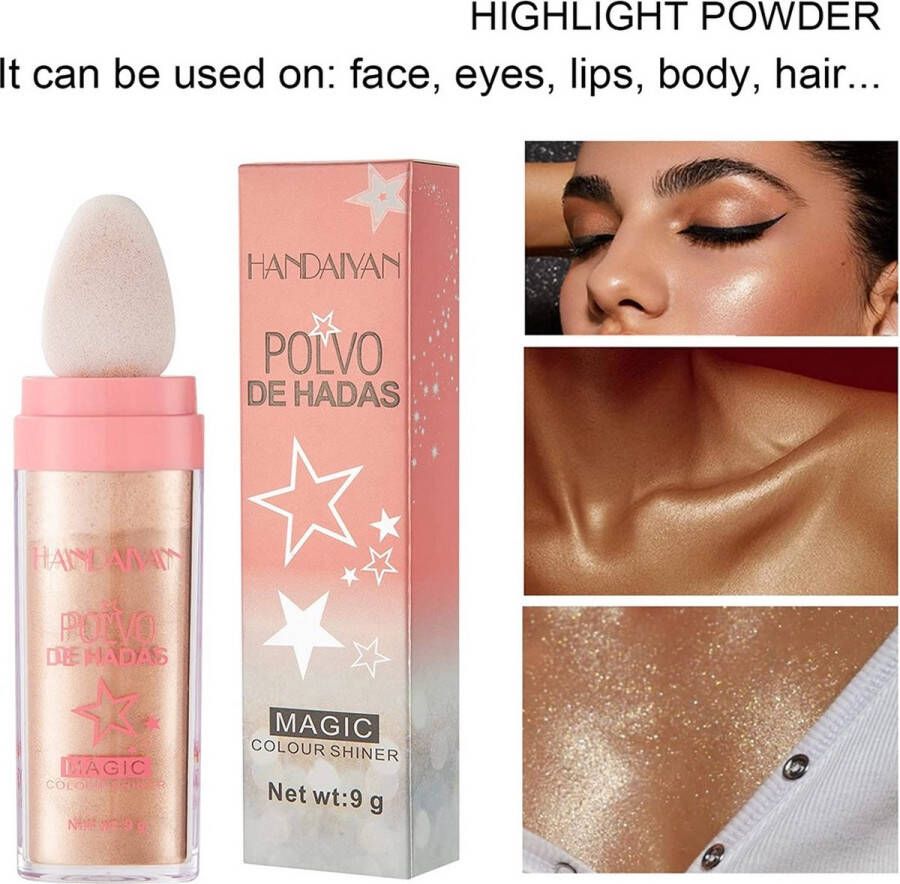 Handaiyan Polvo De Hadas Highlighter Glitter Kleur Goud