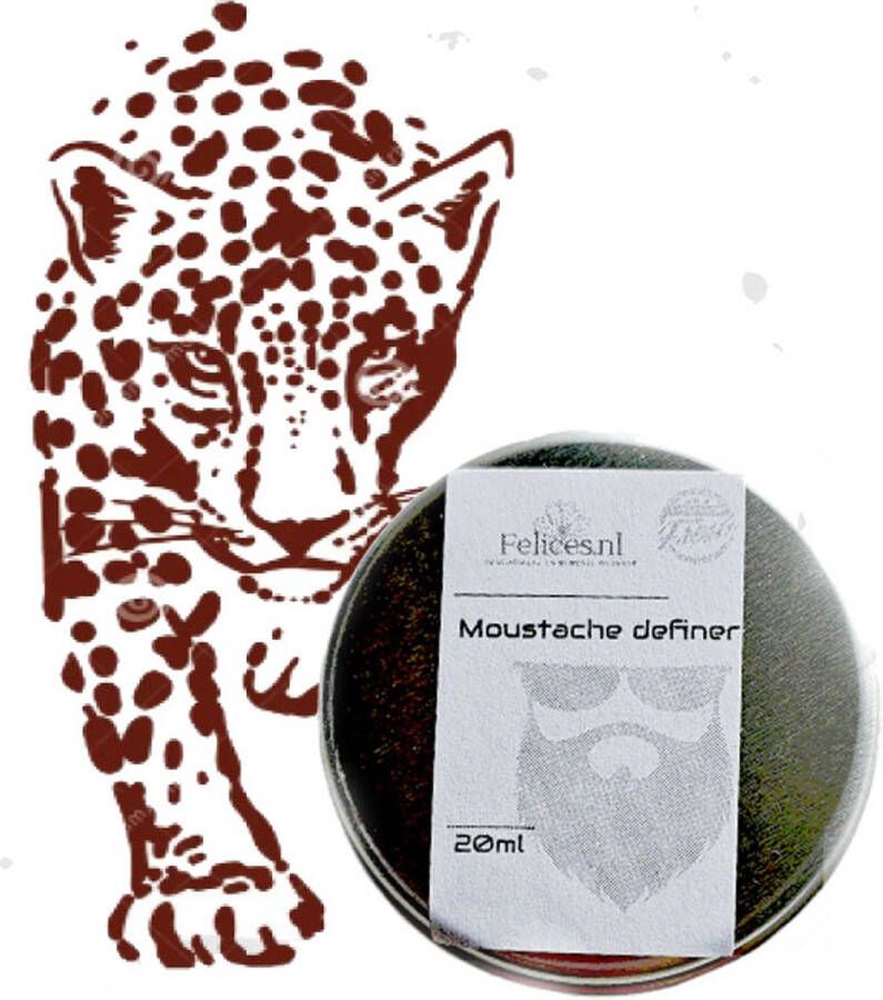 Handgemaakt bij Felices.nl Natuurlijk en puur snor was voedt en fixeert de moustache wax kokos olie walnoot etherische oliën 20ml