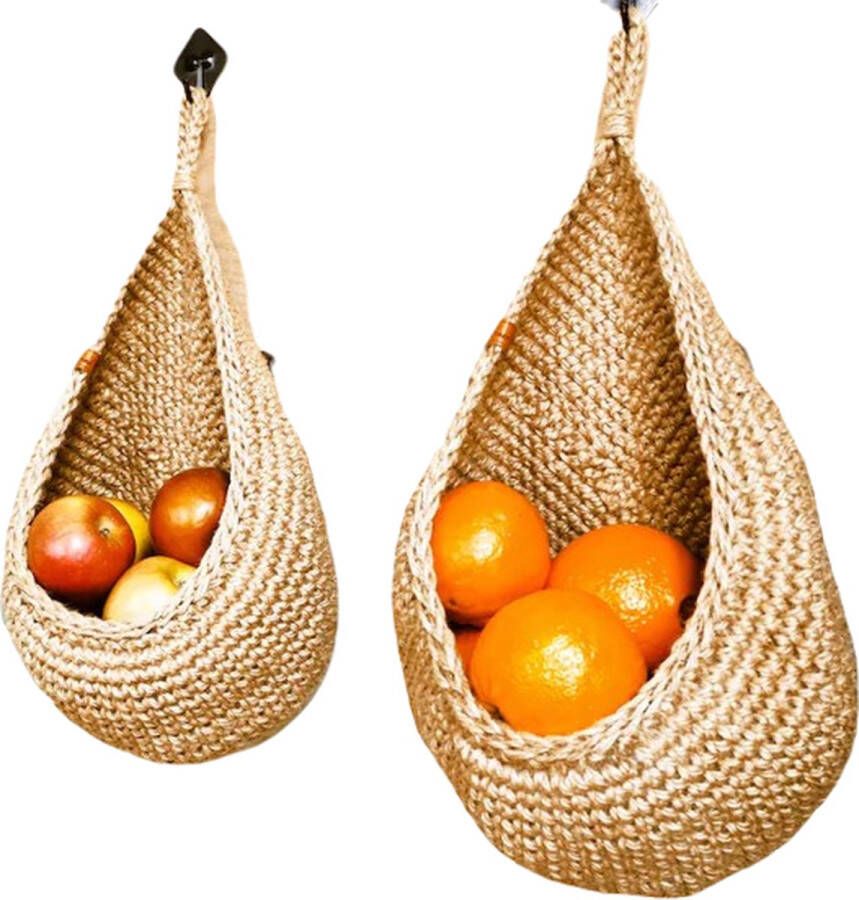 Handgemaakt product Jute Hangmand Opbergmand – Fruitmand – Fruitschaal Plantenmand – Hangmand – Mand – Plantenhanger – Keuken Balkon Binnen Buiten