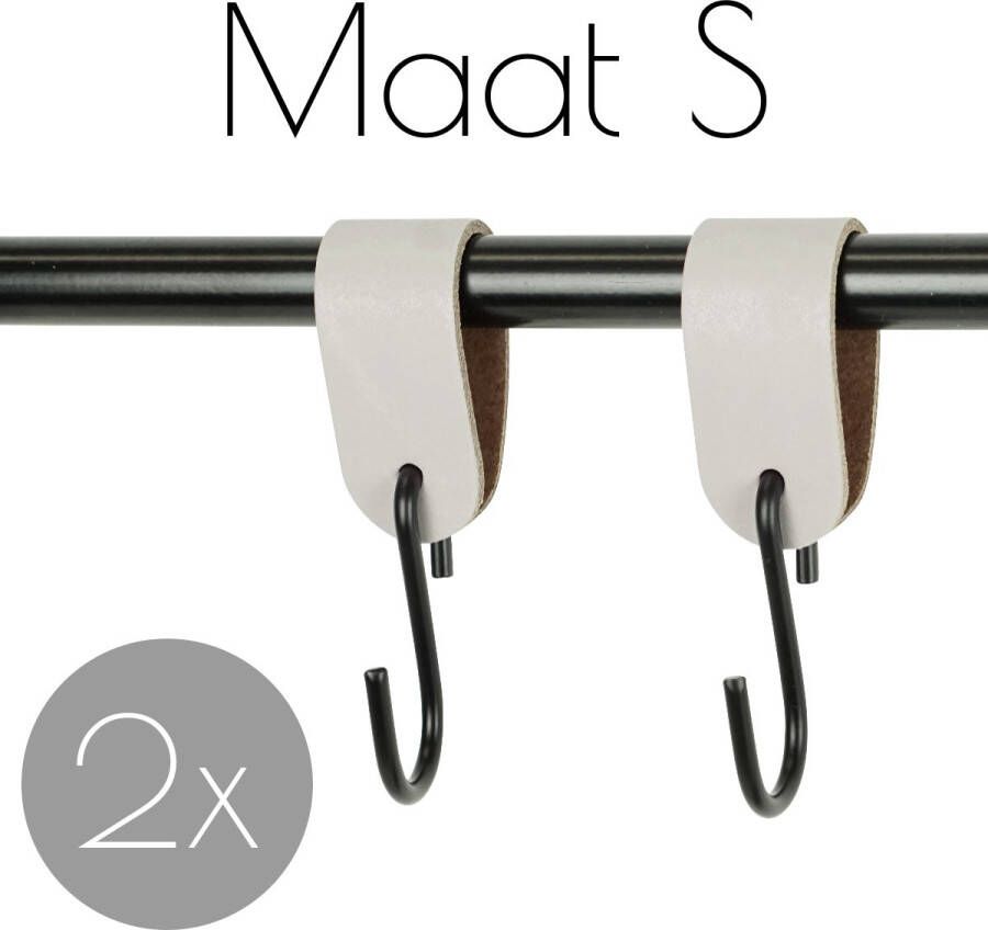 Handles and more 2x Leren S-haak hangers | LICHTGRIJS maat S (Leren S-haken S haken handdoekkaakje kapstokhaak ophanghaken)