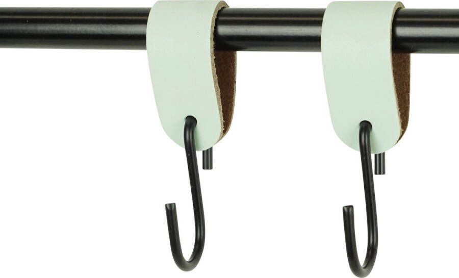 Handles and more 2x Leren S-haak hangers | MINT maat M (Leren S-haken S haken handdoekkaakje kapstokhaak ophanghaken)