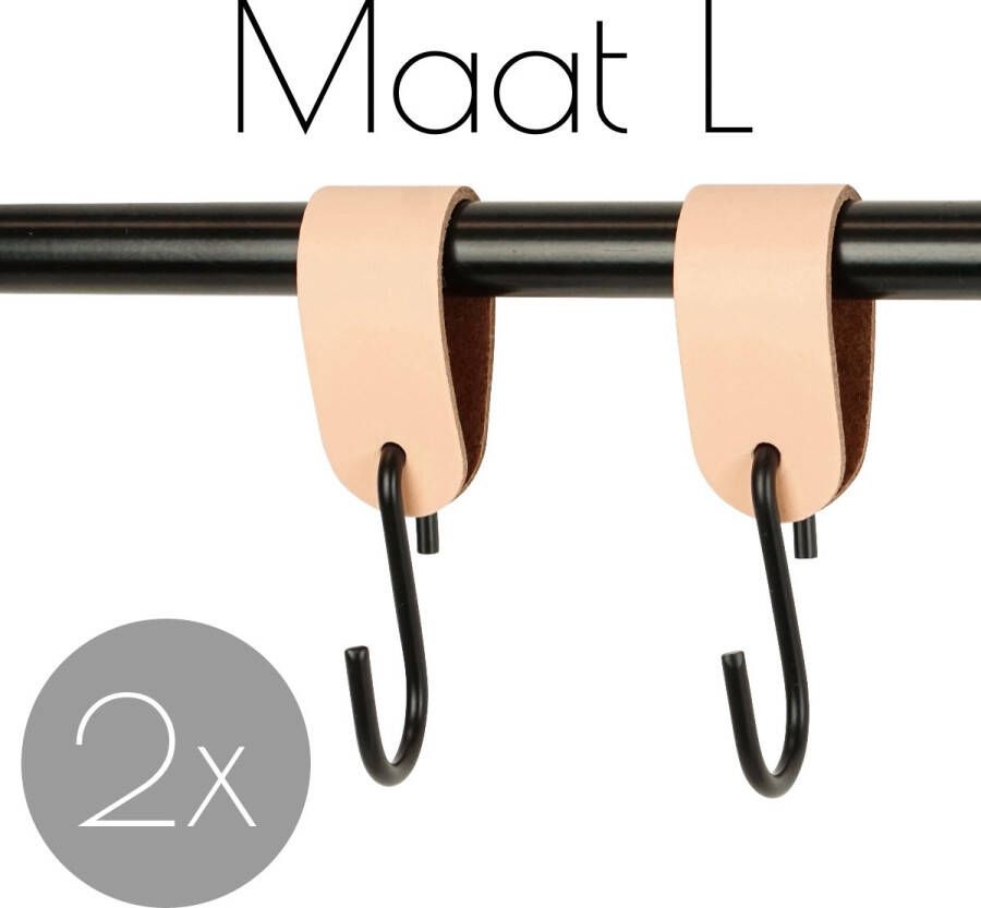 Handles and more 2x Leren S-haak hangers | PEACH maat L (Leren S-haken S haken handdoekkaakje kapstokhaak ophanghaken)