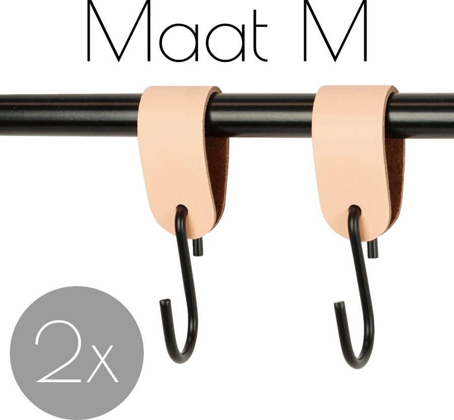 Handles and more 2x Leren S-haak hangers | PEACH maat M (Leren S-haken S haken handdoekkaakje kapstokhaak ophanghaken)