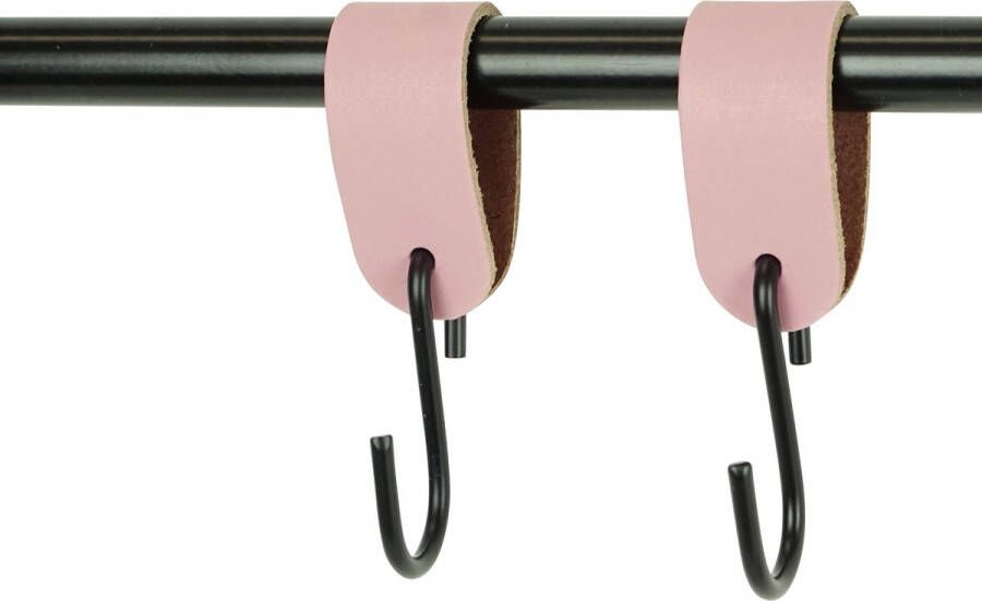 Handles and more 2x Leren S-haak hangers | ZACHTROZE maat L (Leren S-haken S haken handdoekkaakje kapstokhaak ophanghaken)