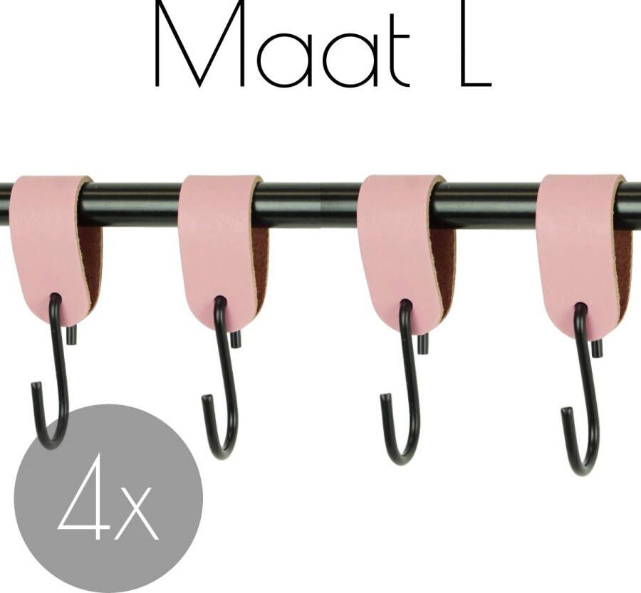 Handles and more 4x Leren S-haak hangers | ZACHTROZE maat L (Leren S-haken S haken handdoekkaakje kapstokhaak ophanghaken)