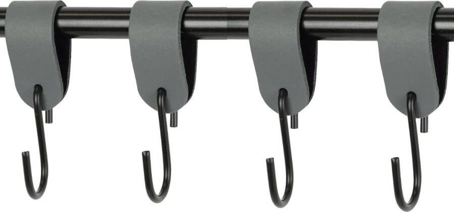 Handles and more SETPRIJS! 4x S haak hangers | DONKERGRIJS -(Leren S haken S haken handdoekkaakje kapstokhaak ophanghaken )