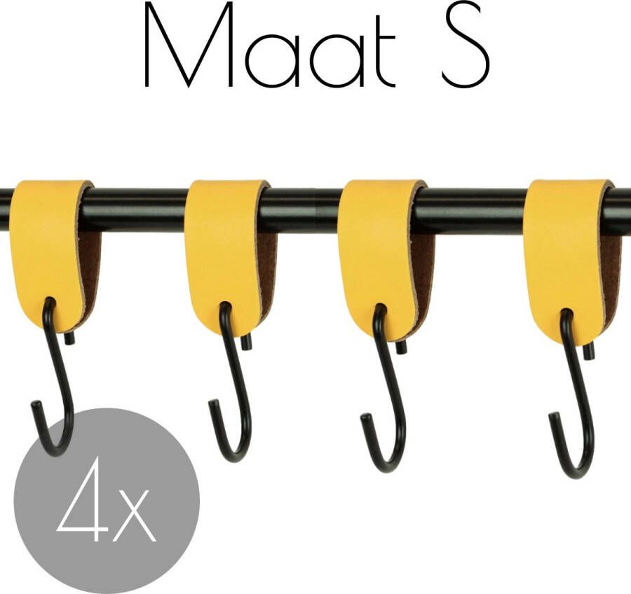 Handles and more SETPRIJS! 4x S haak hangers | GEEL -(Leren S haken S haken handdoekkaakje kapstokhaak ophanghaken )