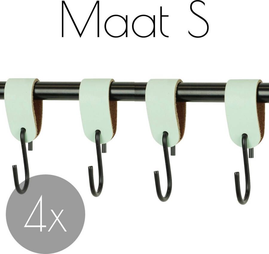 Handles and more SETPRIJS! 4x S haak hangers | MINT -(Leren S haken S haken handdoekkaakje kapstokhaak ophanghaken )