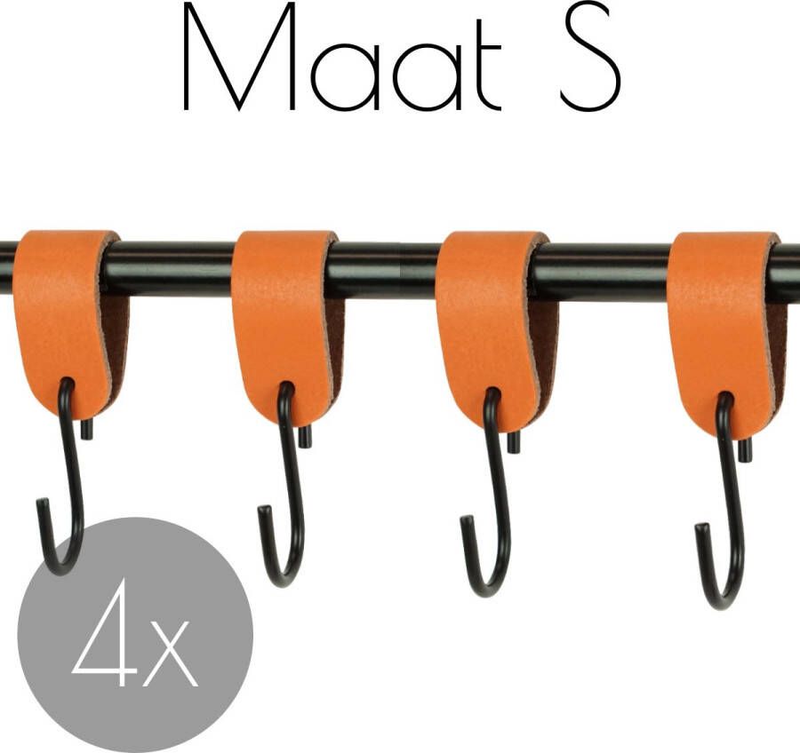 Handles and more SETPRIJS! 4x S haak hangers | ORANJE -(Leren S haken S haken handdoekkaakje kapstokhaak ophanghaken )