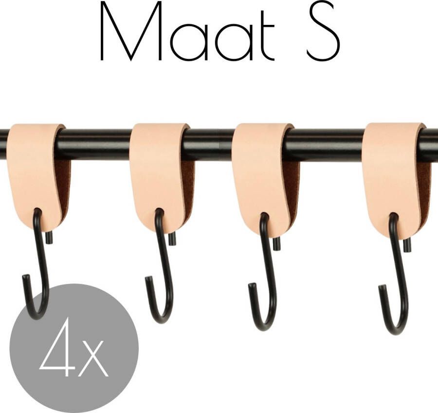Handles and more 4x S-haak hangers | PEACH maat S (Leren S-haken S haken handdoekkaakje kapstokhaak ophanghaken)