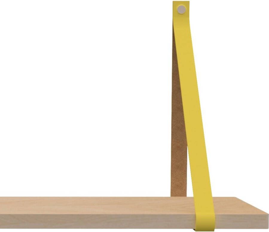 Handles and more Leren plankdragers met sierschroeven 100% leer – Geel – set van 2 leren plank banden