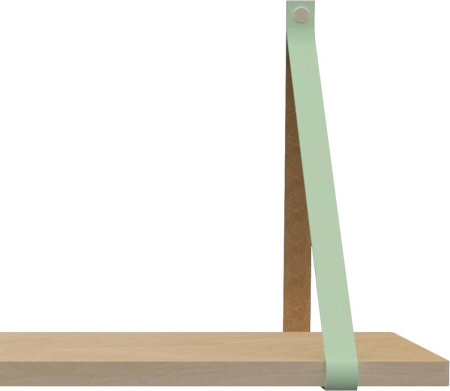 Handles and more Leren plankdragers met sierschroeven 100% leer – Mint – set van 2 leren plank banden