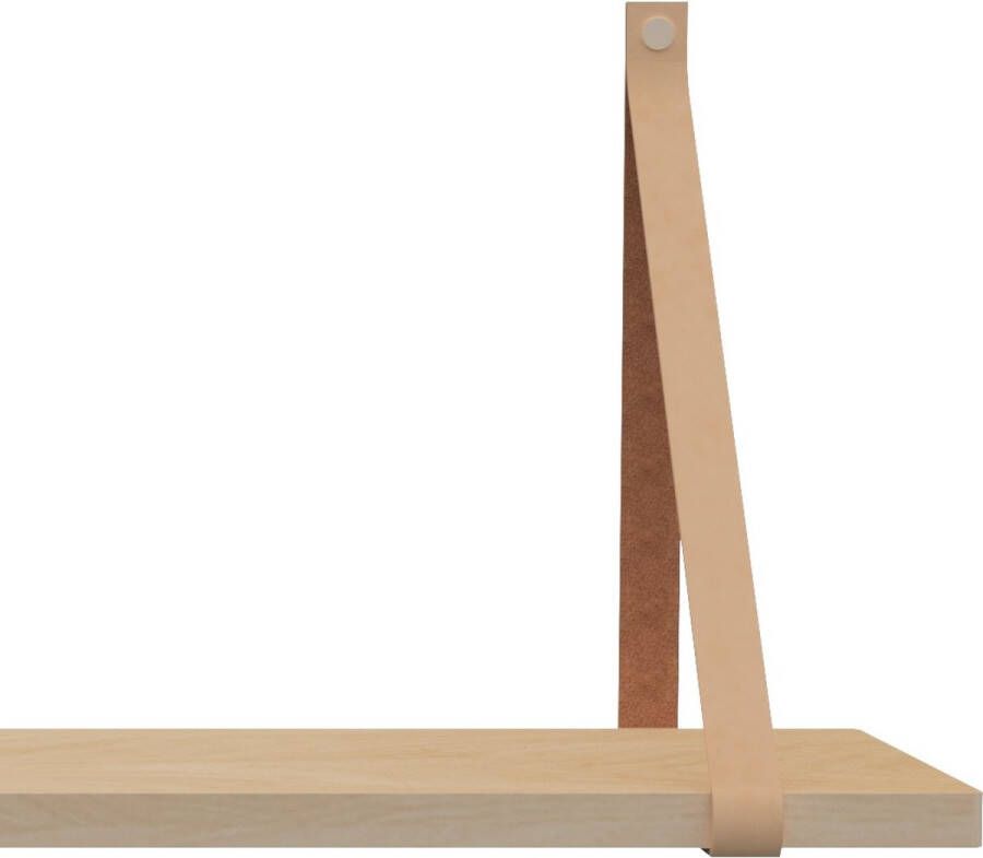 Handles and more Leren plankdragers met sierschroeven 100% leer – Peach – set van 2 leren plank banden