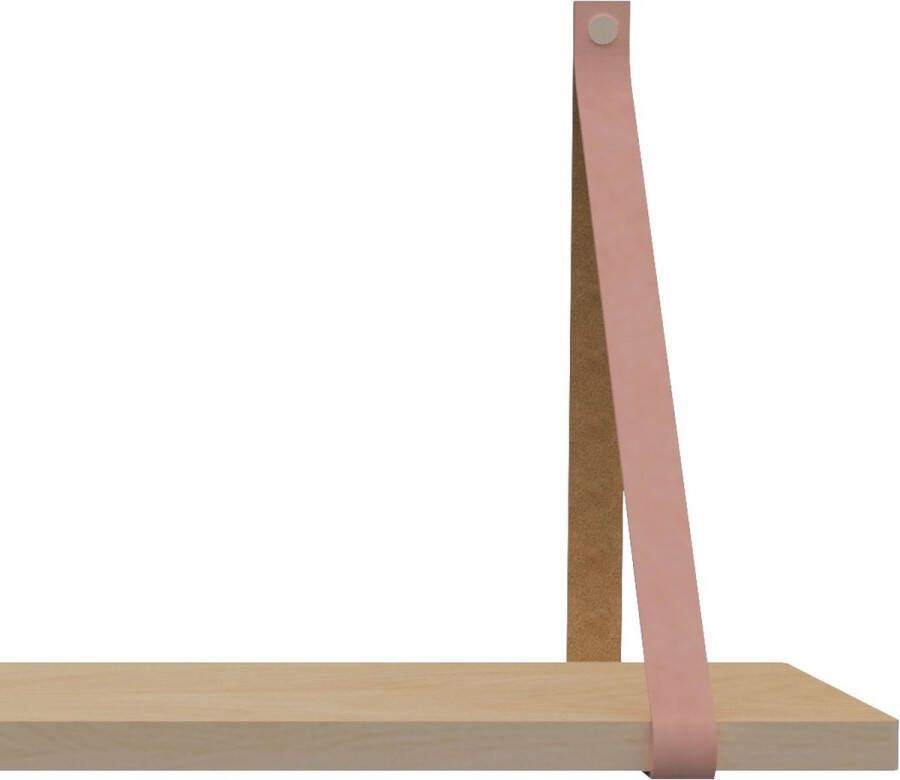 Handles and more Leren plankdragers met sierschroeven 100% leer – Zachtroze – set van 2 leren plank banden
