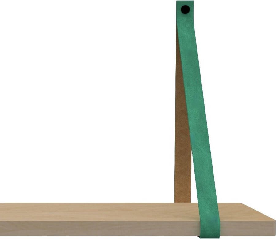 Handles and more Leren plankdragers met sierschroeven 100% leer – Zeegroen – set van 2 leren plank banden