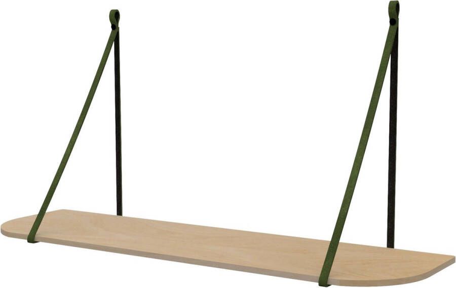 Handles and more Leren plankdragers 'smal' KAKI 100% leer set van 2 excl. plank (leren plankdragers banden leren plank banden)