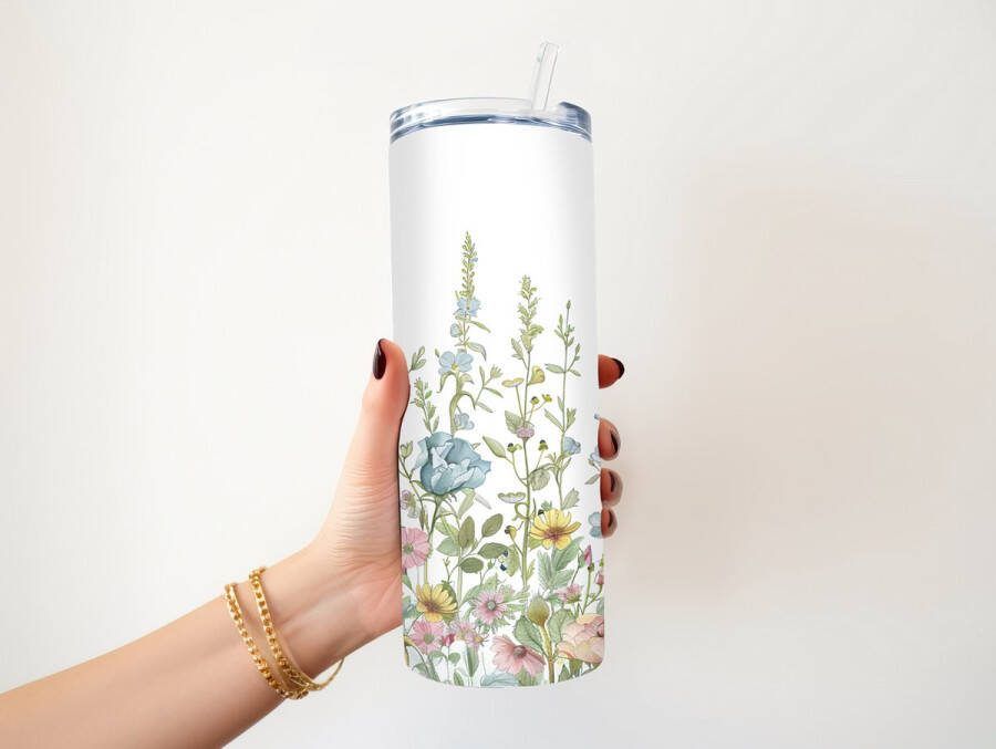 Handmade KadoDash Tumbler Drinkbeker Isolatiebeker Wild Flowers