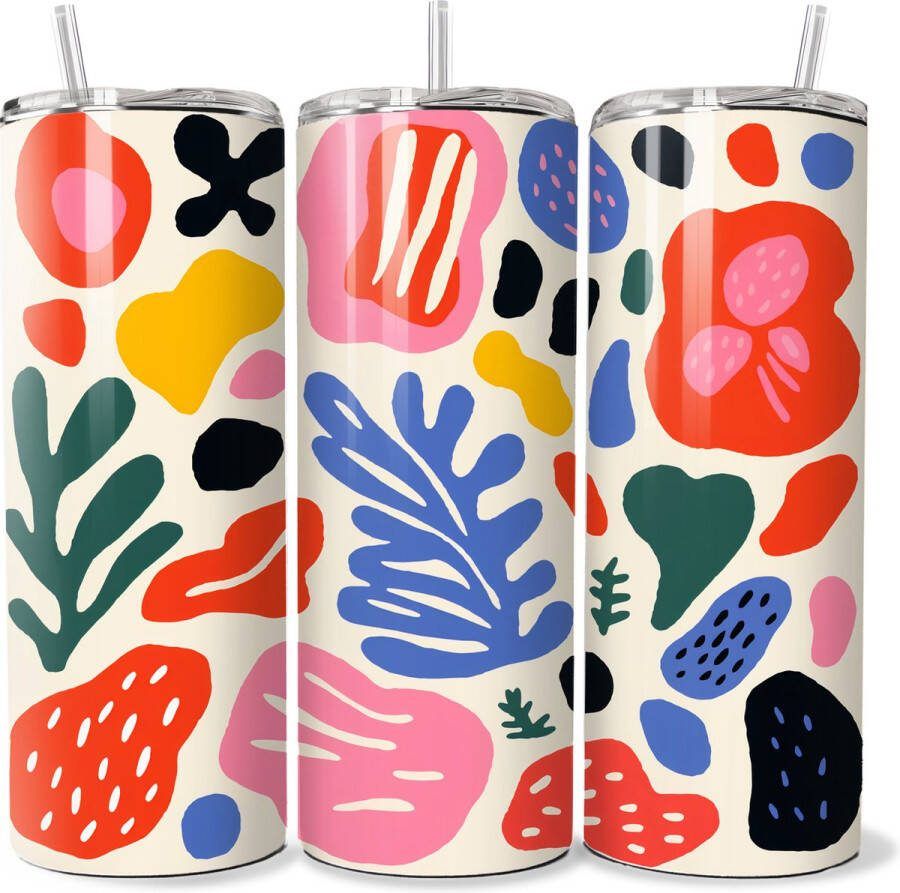 Handmade KadoDash Tumbler Thermosbeker Isolatiefles Rietjesbeker Tumbler Thermosfles Abstract Doodles Tumbler