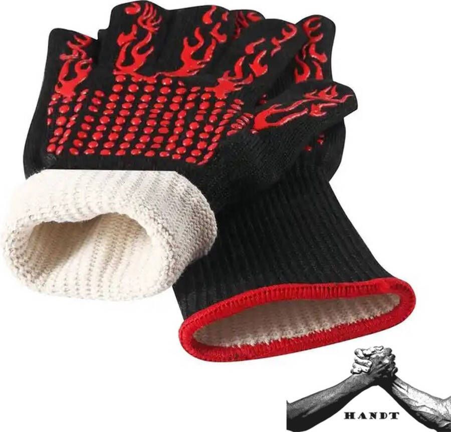 HANDT BBQ Handschoenen Ovenwanten Rood Zwart