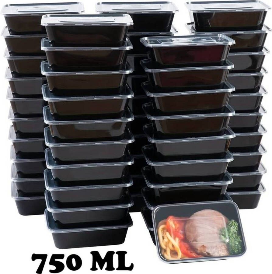 Handy Products NL Handy s NL Magnetron bakjes met deksel 25 stuks Mealprep Maaltijd bakjes 750ML Vershoudbakjes Plastic bakjes Diepvriesbakjes Vaatwasbestendig Zwart Recyclebaar Magnetronbakje Microgolf Food container with lid