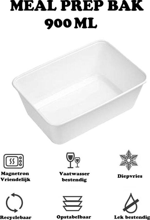 Handy Products NL Handy s NL Magnetron bakjes met deksel 900ML 100 stuks Mealprep Maaltijd bakjes Vershoudbakjes- Plastic bakjes Diepvriesbakjes Vaatwasbestendig Wit Recyclebaar Magnetronbakje Microgolf Food container with lid