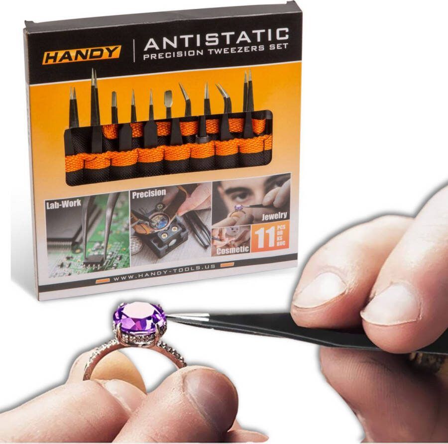 Handy Tweezer Set 11 delige Pincet Set Zwart Zwarte Antistatische Pincets Tweezers Set Punt Beauty DIY