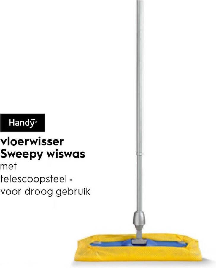 Handy Vloerwisser Sweepy wiswasser met 10 oranje stofbindende vliesdoekjes voor droog vloer reinigen