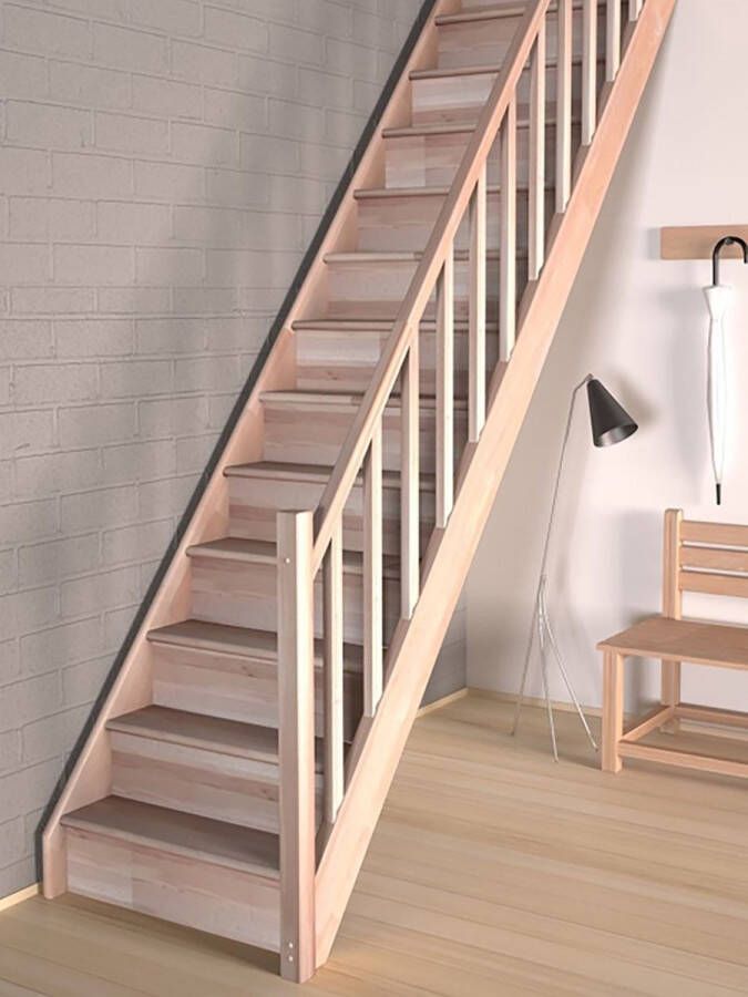 HandyStairs Gesloten Rechte Trap "vega80" 280 Cm Hoog 13 Beuken Treden Zonder Leuning