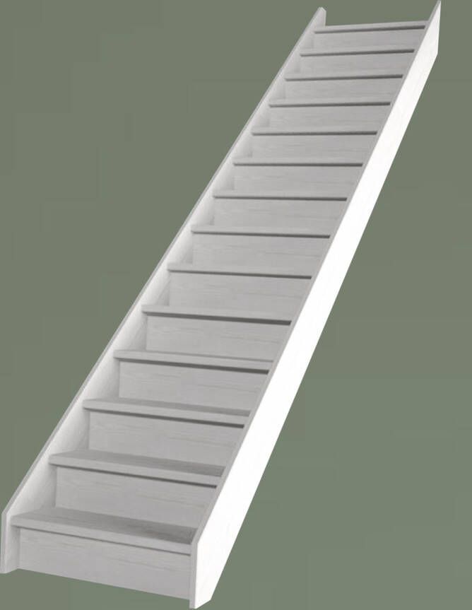 HandyStairs gesloten steektrap Basica60- 60cm wit gegrond 9 grenen treden (40mm) tot 189cm. Compleete bouwpakket trap inclusief schroeven en montagehandleiding. (Zoldertrap) (Steektrap) (Wit gegronde trap) (Rechte trap)