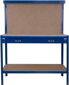 Hanse •HANSE WERKZEUGE Metalen Werkbank Werktafel – Inclusief Lade – Gaten Achterwand