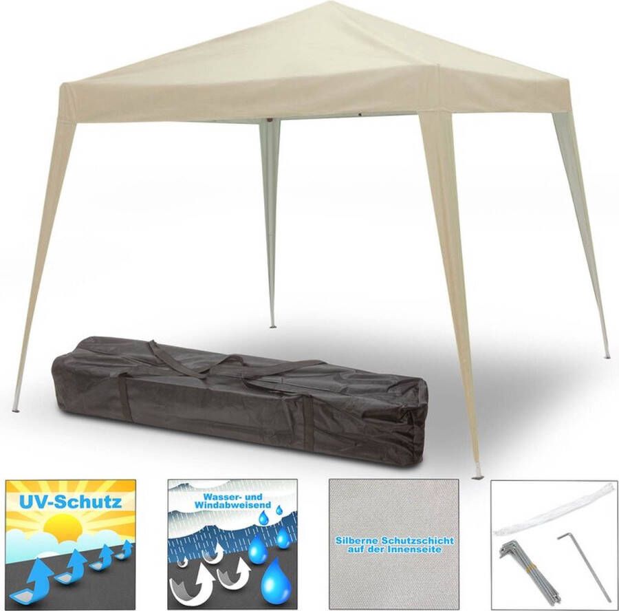 Hanse Partytent Opvouwbaar Vouwtent Paviljoen 330x330 Cm Beige