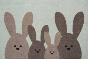 HANSE Home Mat Bunny Family Geschikt voor binnen en buiten wasbaar hazen diermotief robuust gemakkelijk in onderhoud ingang antislip