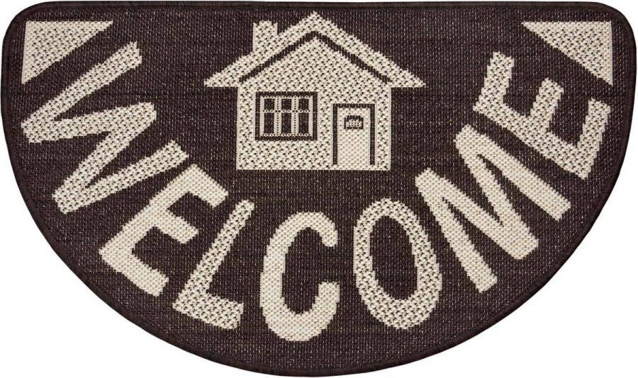 Hanse Home Deurmat halfrond Welcome bruin 50x80 cm