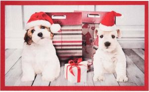 HANSE Home Mat Christmas Dogs Geschikt voor binnen en buiten diermotief gemakkelijk in onderhoud antislip kerst wasbaar