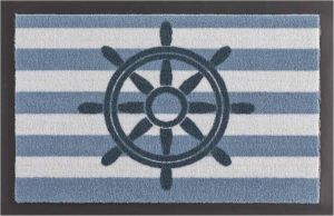 HANSE Home Mat Stuurwiel wasbaar robuust gemakkelijk in onderhoud ingang antislip gestreept zee maritiem