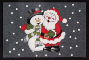 HANSE Home Mat Santa Snowman Geschikt voor binnen en buiten gemakkelijk in onderhoud antislip kerst wasbaar feestelijk