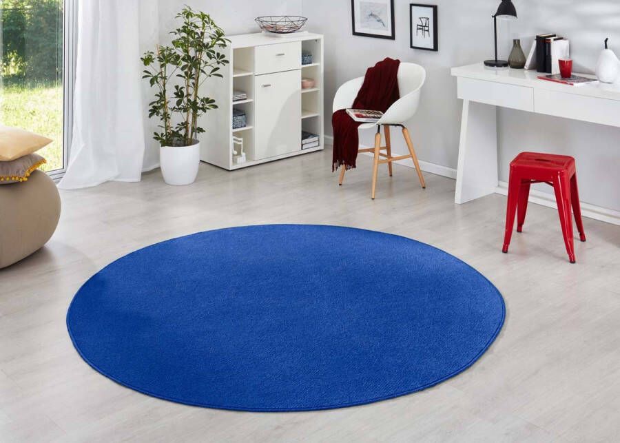 Hanse Home Modern effen vloerkleed rond Fancy blauw 133 cm rond