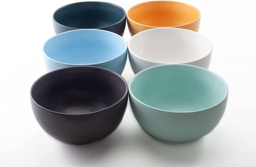 Hanseküche Set mueslikommen (6 x 700 ml) hoogwaardige kommenset in 6 pastelkleuren grote mueslischaal schalen voor ramen en bowl ideaal als soepkom