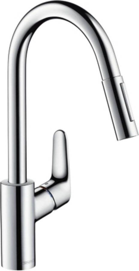 Hansgrohe Focus M41 ééngreeps keukenmengkraan 240 met uittrekbare vuistdouche 2 straalsoorten chroom