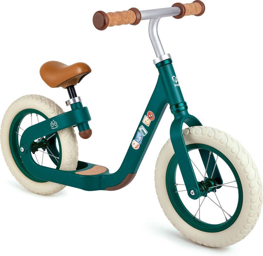 Hape Learn to Ride Balance Bike Green loopfiets groen balans Handvaten en zadel deels van kurk Geschikt vanaf 3 jaar Spelenderwijs balans verbeteren