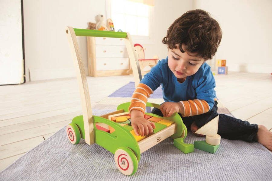 Hape Block & Roll Houten loopwagen met blokken
