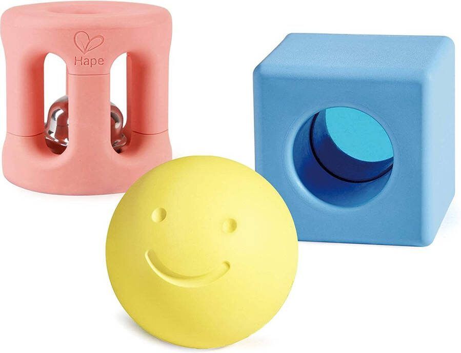 Hape Rammelaar Geometrisch 3-delig Blauw geel roze